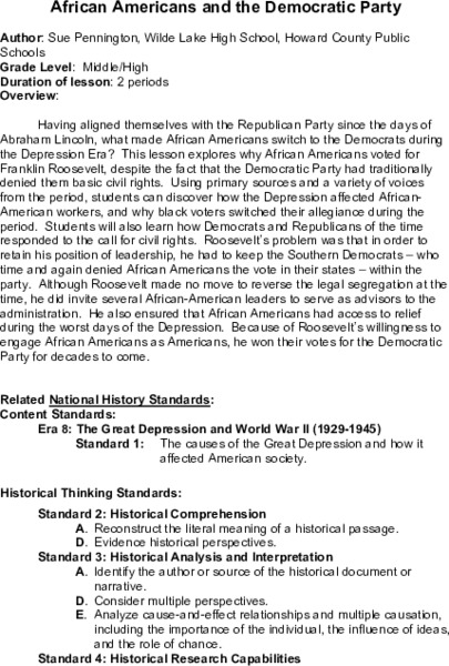 African Americans and the Democratic Party Lesson Plan