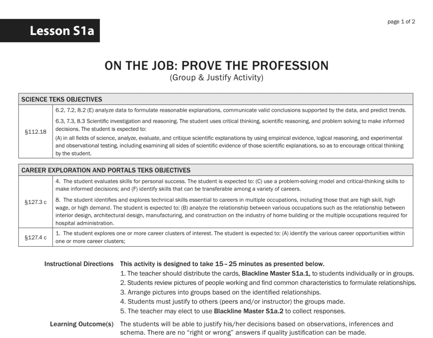 On the Job Lesson Plan