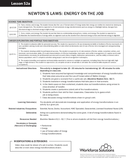 Newton's Laws Lesson Plan