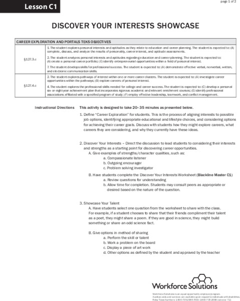 Discover Your Interests Lesson Plan
