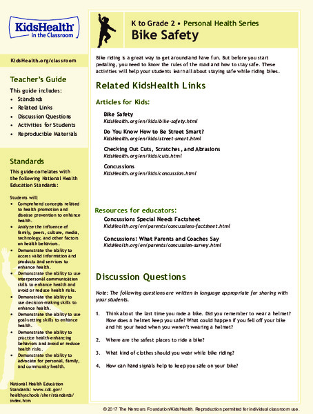 Bike Safety: Grades K-2 Lesson Plan