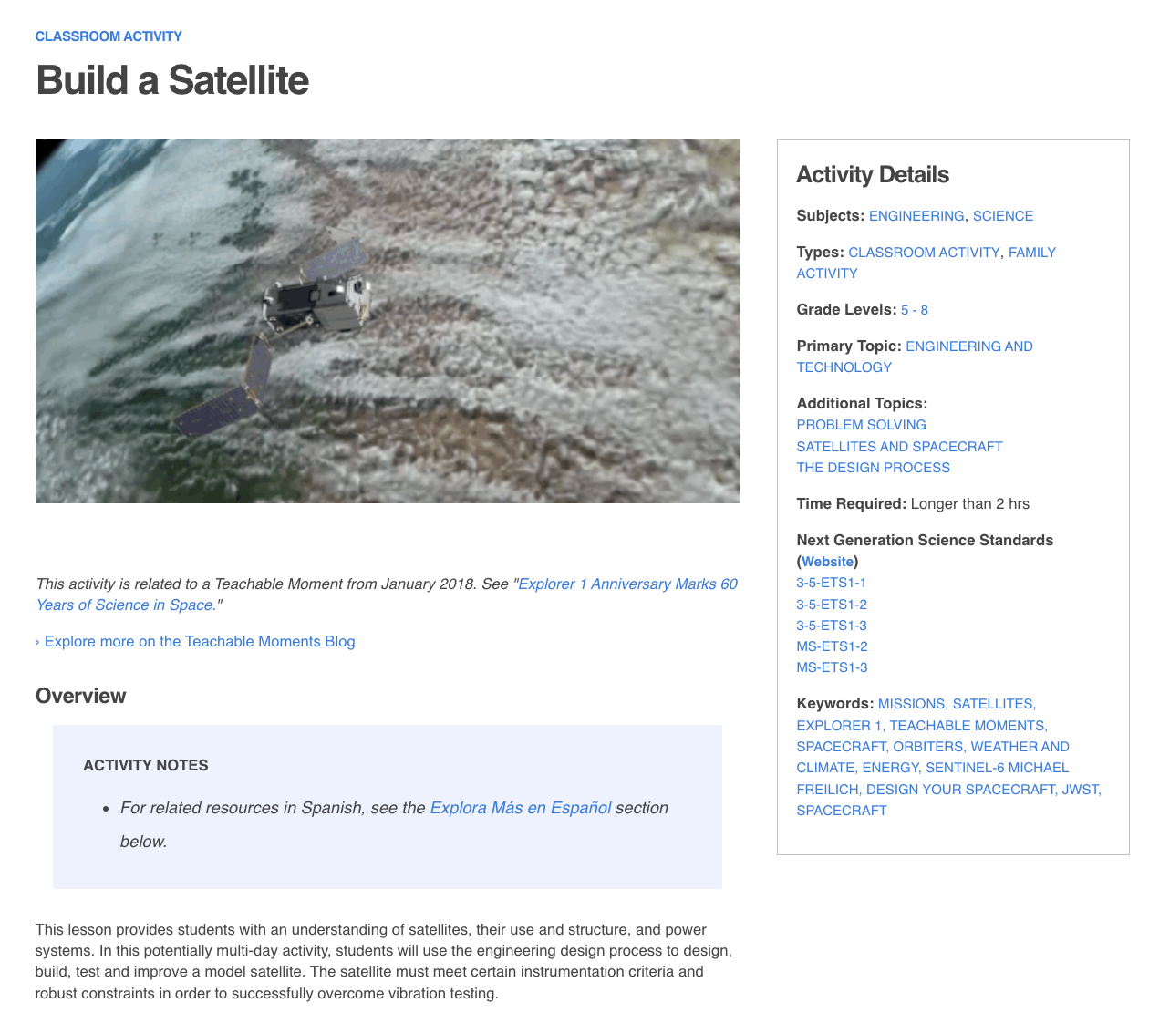Build a Satellite Activity