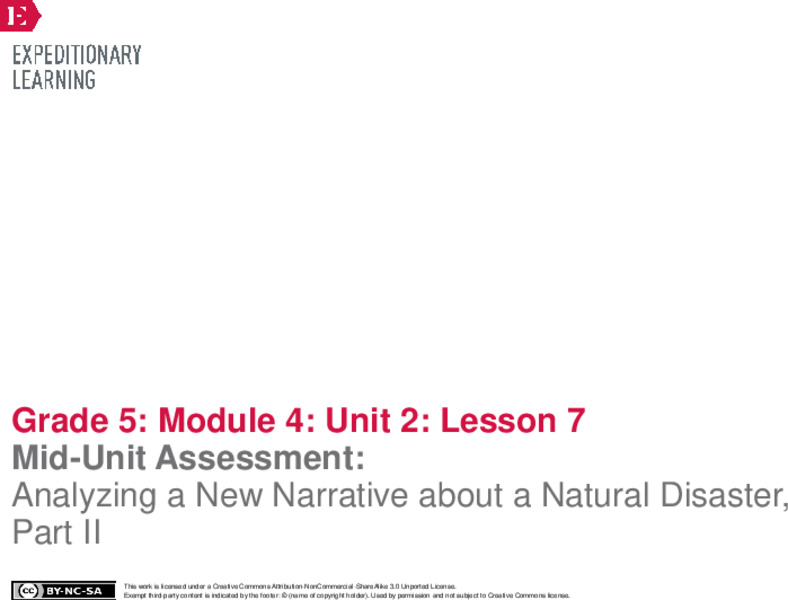Mid-Unit Assessment: Analyzing a New Narrative about a Natural Disaster, Part II Lesson Plan