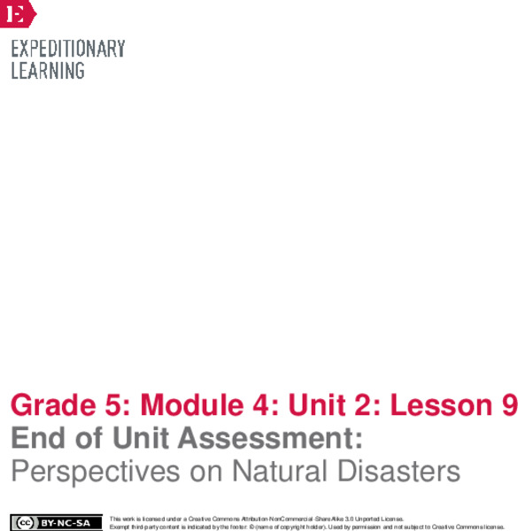End of Unit Assessment: Perspectives on Natural Disasters Lesson Plan