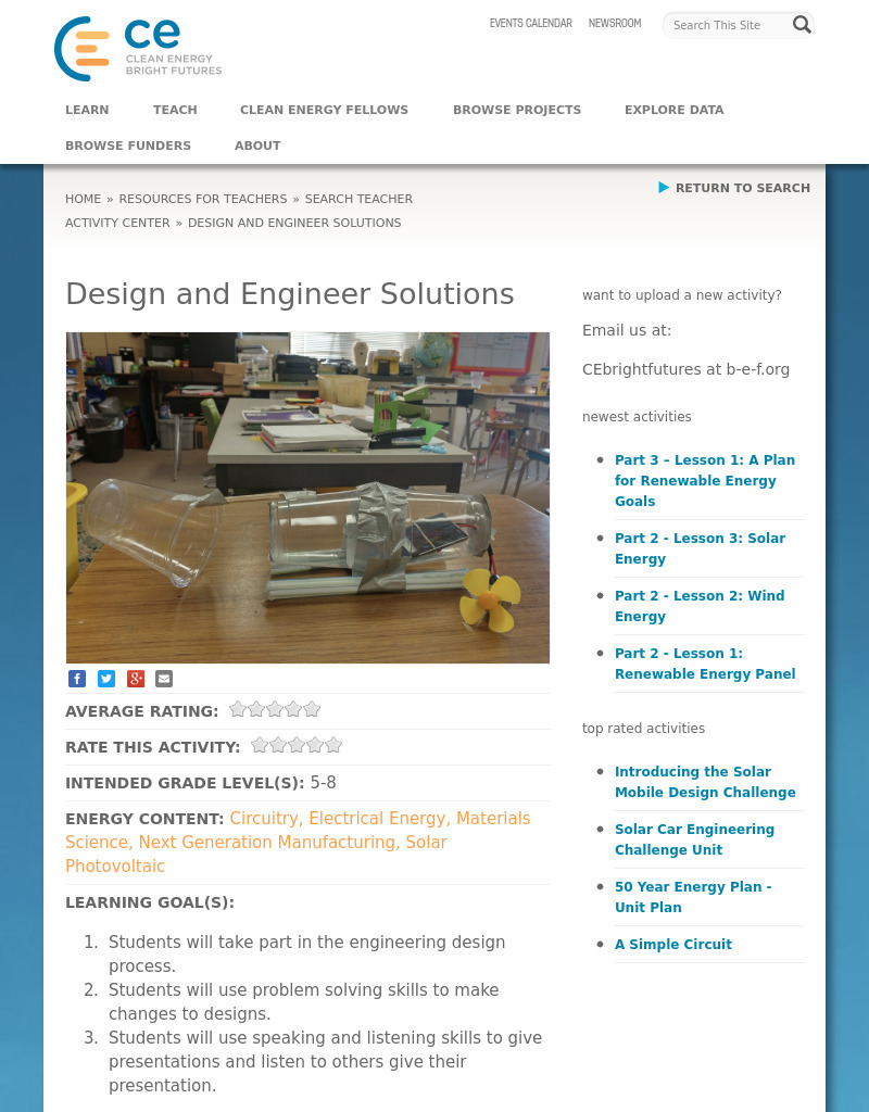 Design and Engineer Solutions Lesson Plan