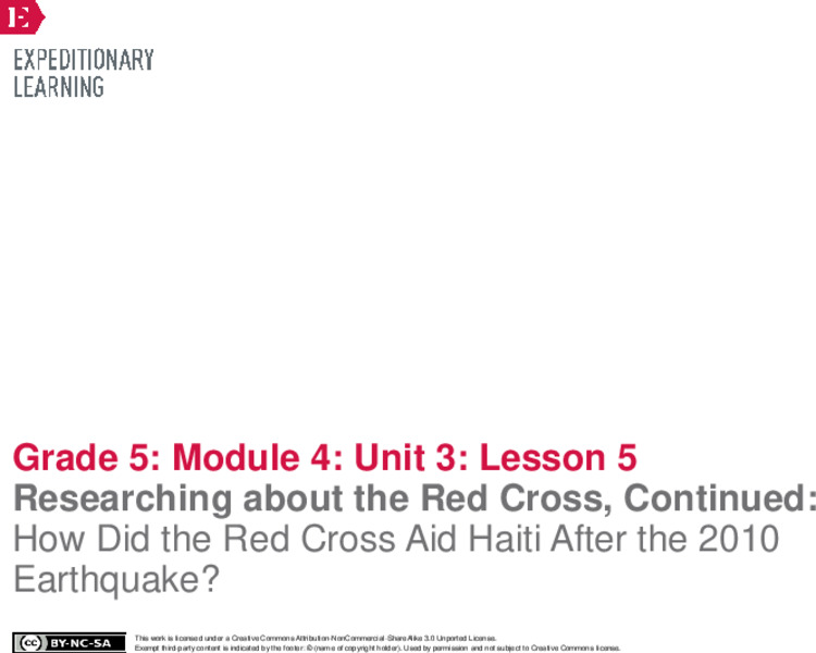 Researching about the Red Cross, Continued: How Did the Red Cross Aid Haiti After the 2010 Earthquake? Lesson Plan