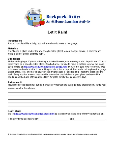 Let it Rain Worksheet