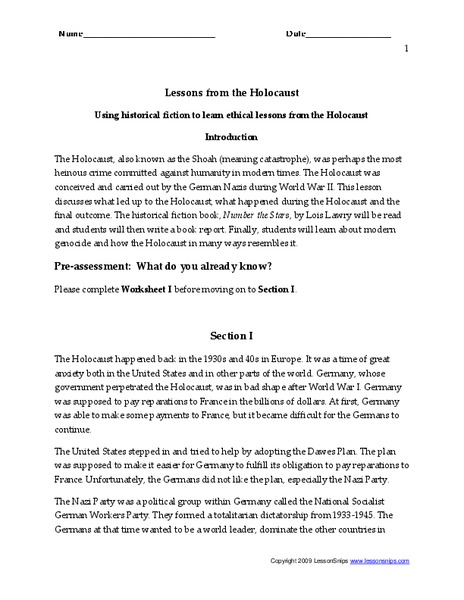 Lessons from the Holocaust Lesson Plan