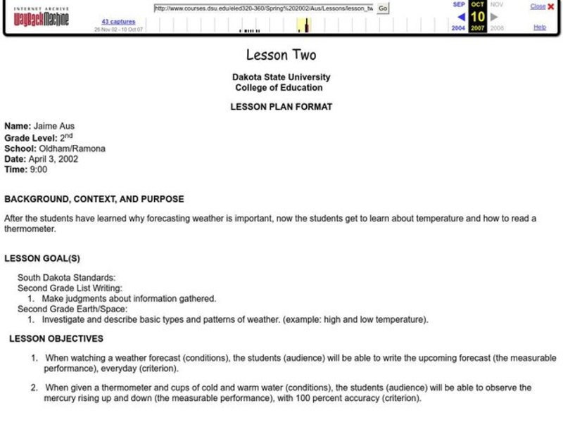 Lesson Two Lesson Plan