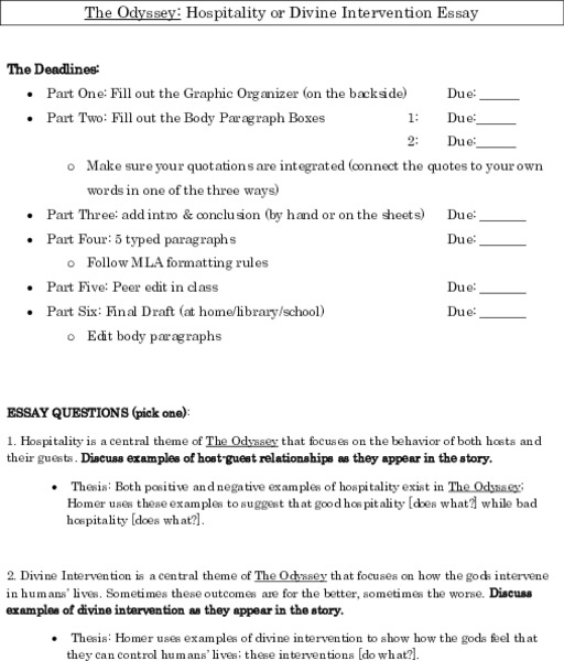The Odyssey: Hospitality or Divine Intervention Essay Performance