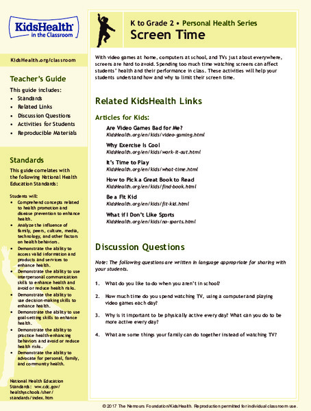 Screen Time: Grades K-2 Lesson Plan