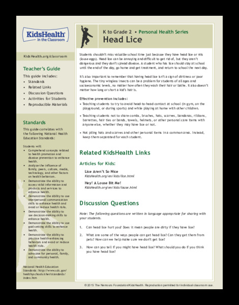Head Lice: Grades K-2 Lesson Plan