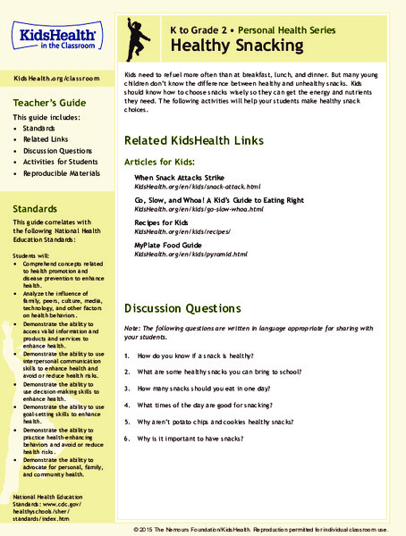 Healthy Snacking: Grades K-2 Lesson Plan