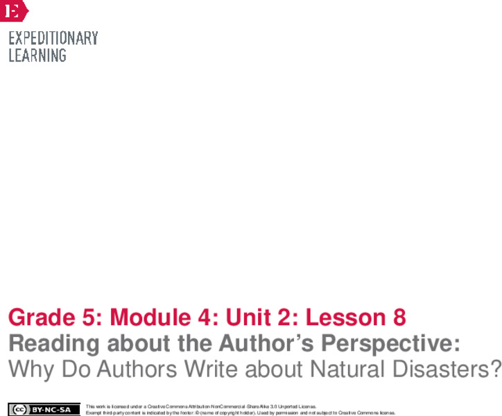 Reading about the Author’s Perspective: Why Do Authors Write about Natural Disasters? Lesson Plan
