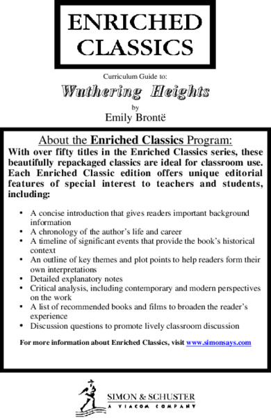 Curriculum Guide to: Wuthering Heights by Emily Brontë Unit Plan