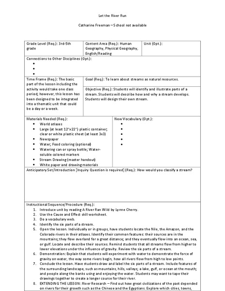 Let the River Run Lesson Plan