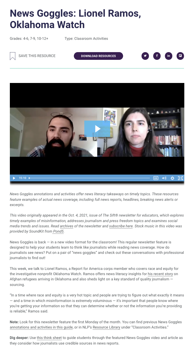 News Goggles: Lionel Ramos, Oklahoma Watch Activity