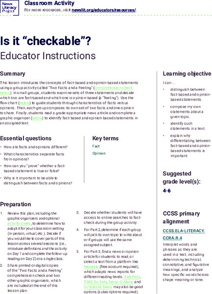 Is It “Checkable”? Activity