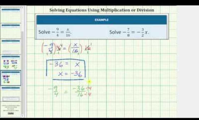 Solving One Step Equations Using Multiplication (Fractions) Instructional Video