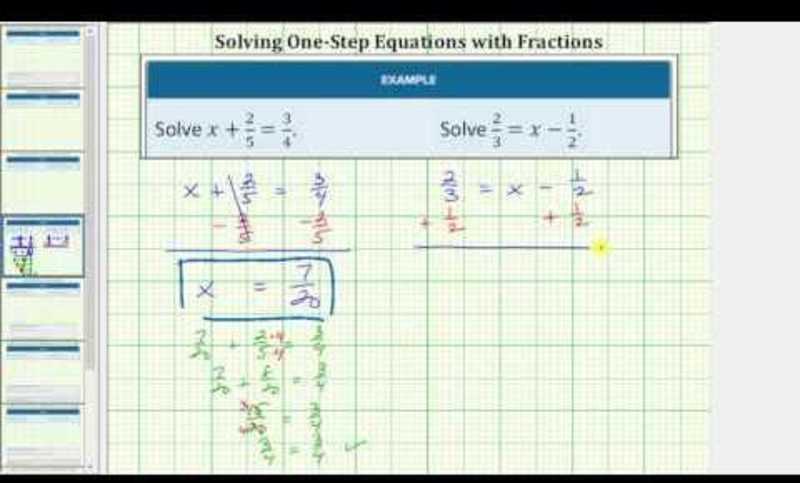 Solving One Step Equations Using Addition and Subtraction (Fractions) Instructional Video