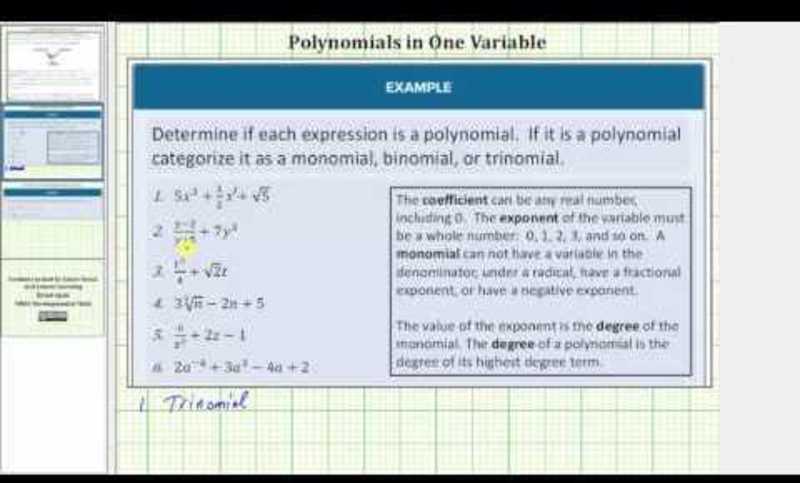 Determine If an Expression Is a Polynomial Instructional Video