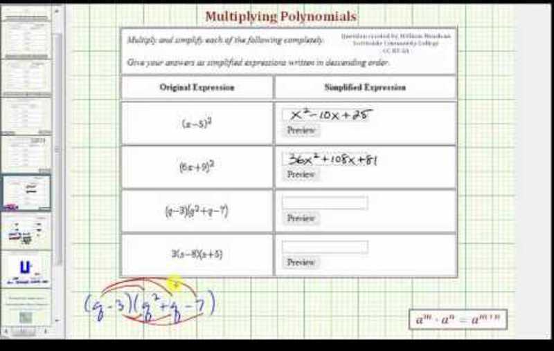 Polynomial Multiplication (Example 2) Instructional Video