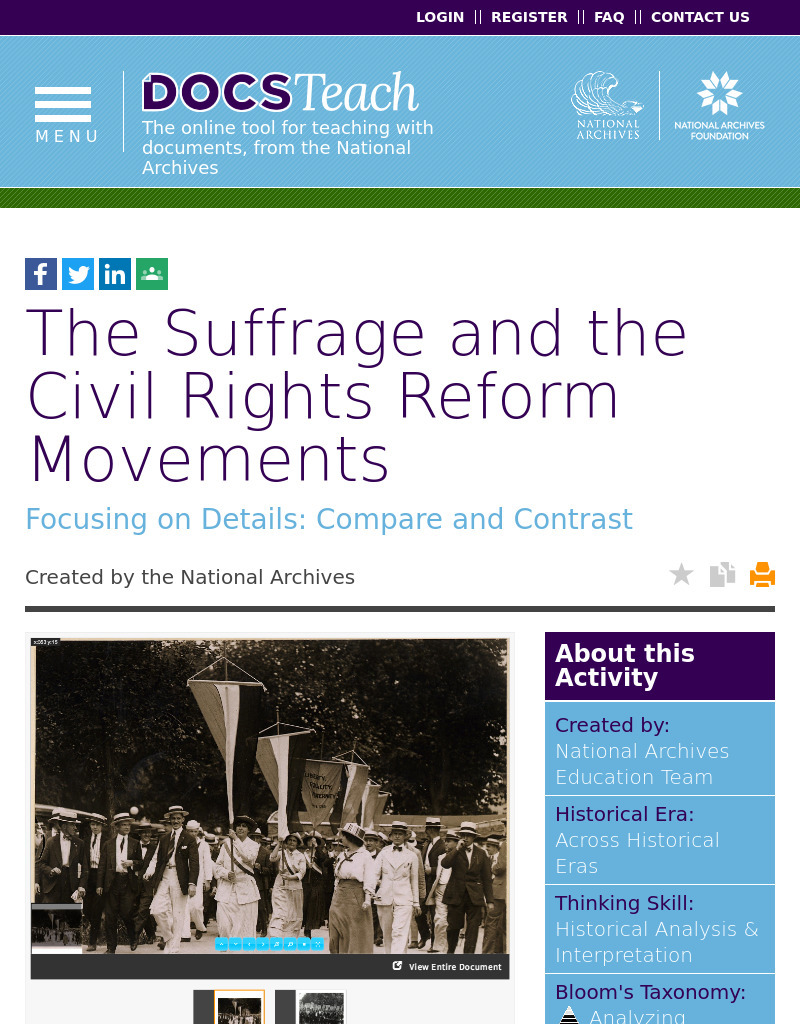 The Suffrage and the Civil Rights Reform Movements Interactive