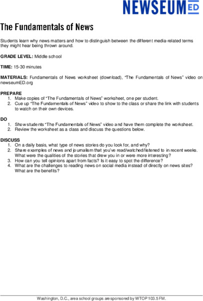The Fundamentals of News Lesson Plan