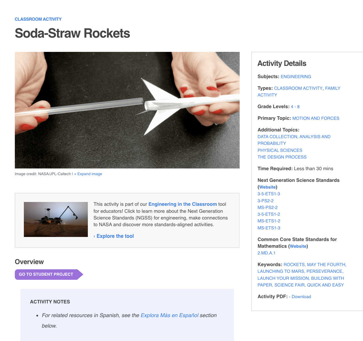 Soda-Straw Rockets Activity