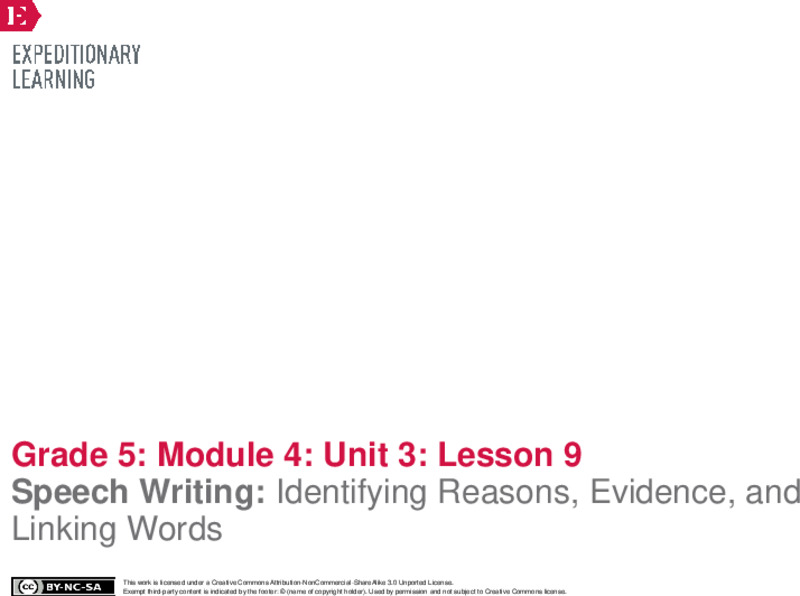 Speech Writing: Identifying Reasons, Evidence, and Linking Words Lesson Plan