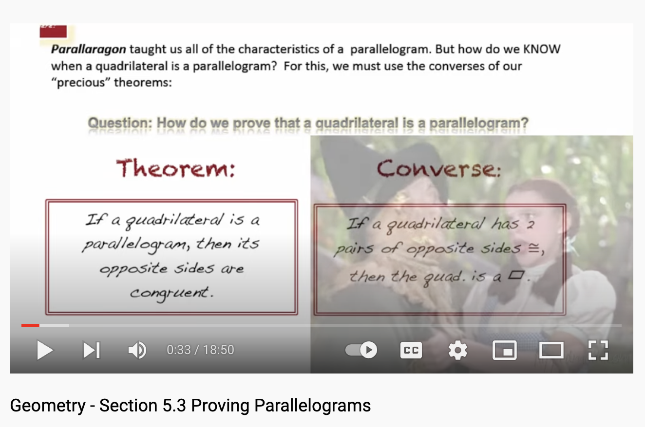 Conditions for Parallelograms Instructional Video