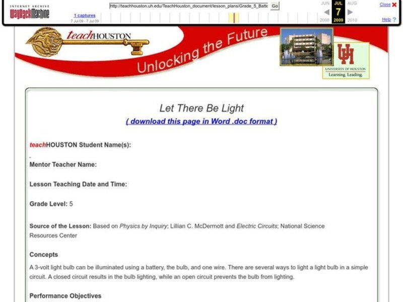 Let There Be Light Lesson Plan