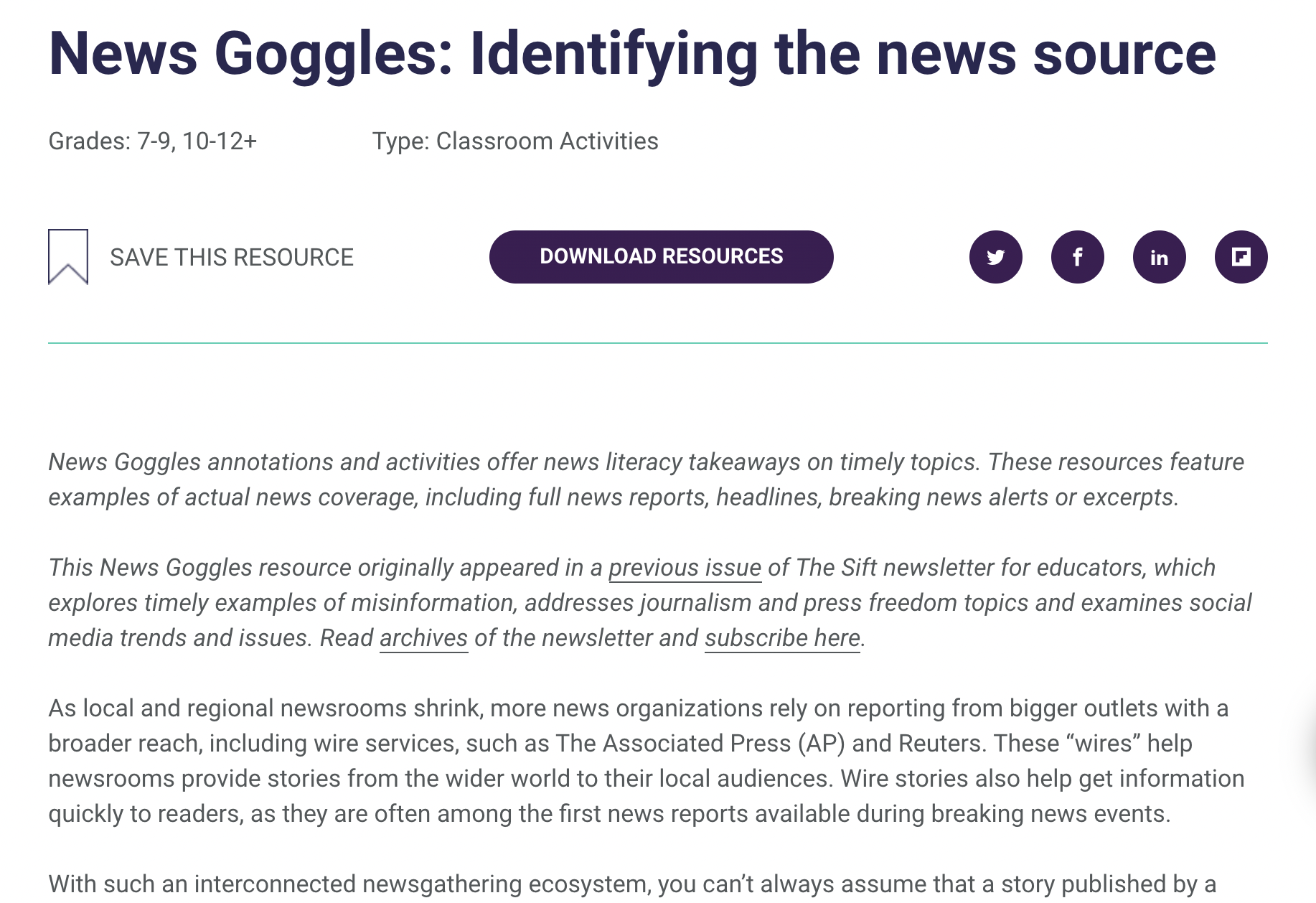 News Goggles: Identifying the News Source Activity