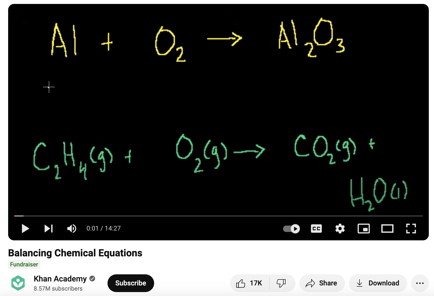 Balancing Chemical Equations Instructional Video