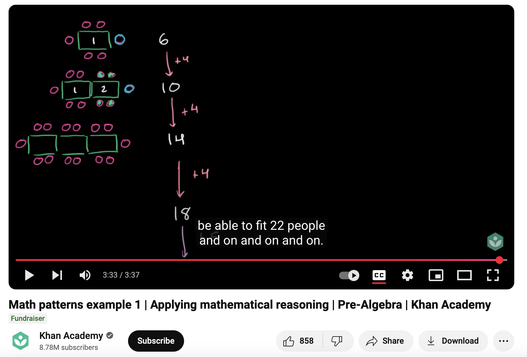 Math Patterns Example 1, Applying Mathematical Reasoning, Pre-Algebra Instructional Video