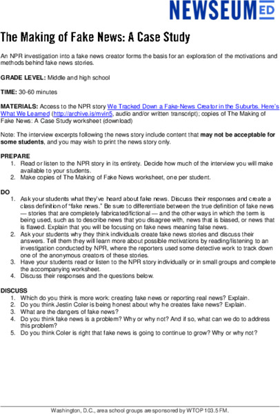The Making of Fake News: A Case Study Lesson Plan