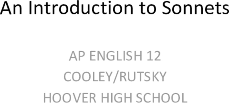 An Introduction to Sonnets PPT