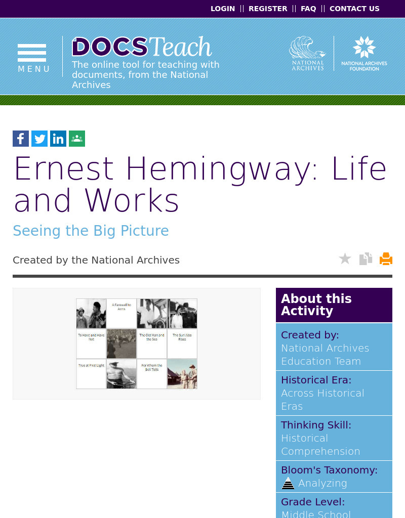 Ernest Hemingway: Life and Works Interactive