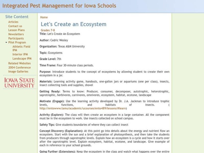 Let's Create an Ecosystem Lesson Plan