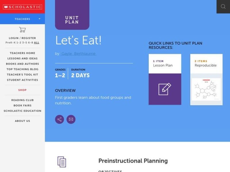 Let's Eat Lesson Plan