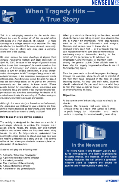 When Tragedy Hits — Role-Playing a Breaking News Story Lesson Plan