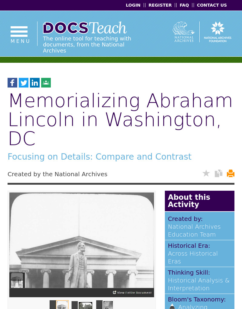 Memorializing Abraham Lincoln in Washington, DC Interactive