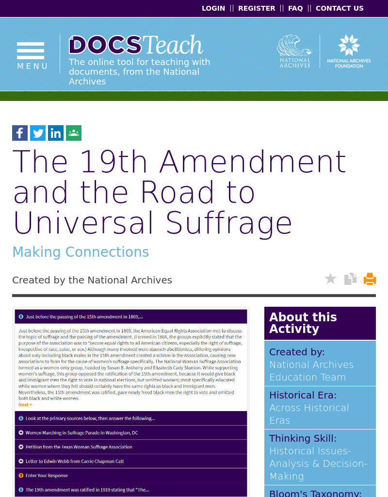 The 19th Amendment and the Road to Universal Suffrage Interactive