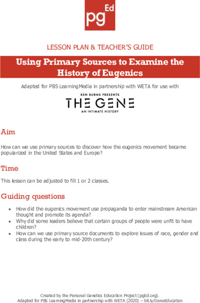 Using Primary Sources to Examine the History of Eugenics Lesson Plan