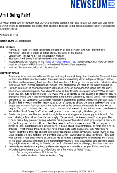 Am I Being Fair? Lesson Plan