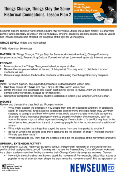 Things Change, Things Stay the Same Lesson Plan