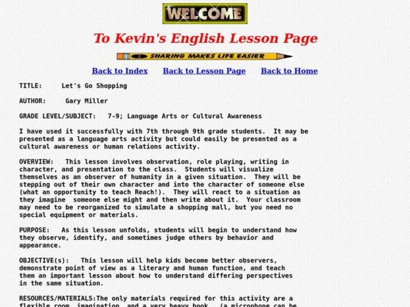 Let's Go Shopping Lesson Plan