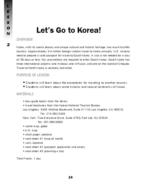 Let's Go to Korea Lesson Plan