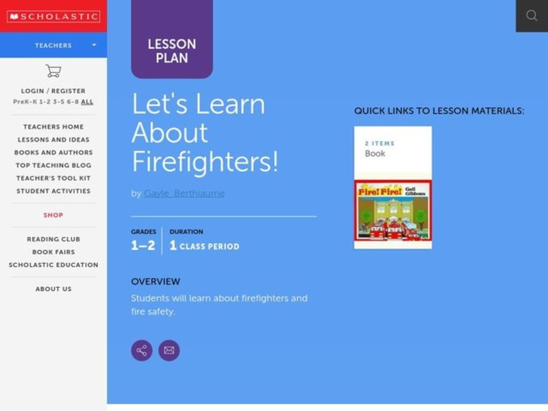 Let's Learn About Firefighters! Lesson Plan