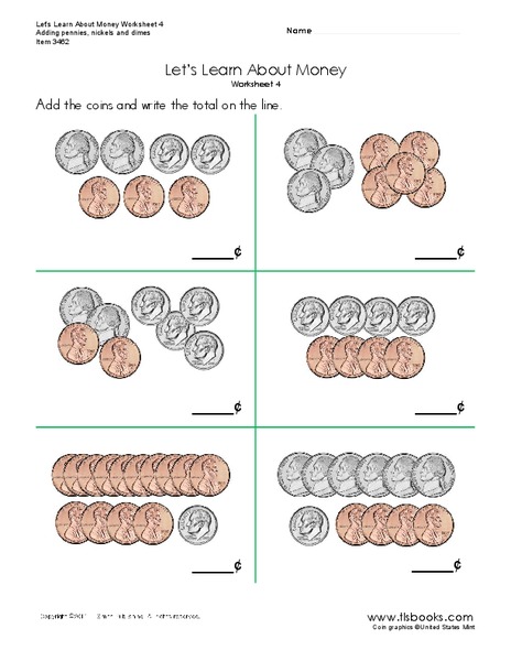 Let's Learn About Money Worksheet